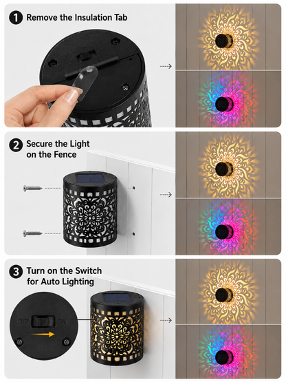 Solar Mandala Fence Lights, Outdoor Wall Decor