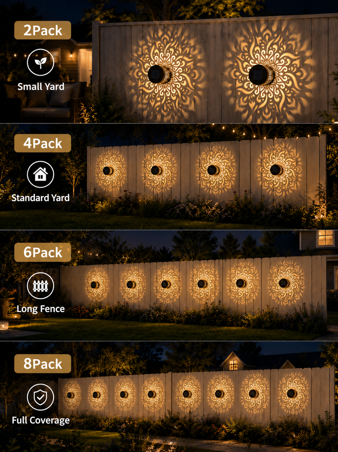 Solar Mandala Fence Lights, Outdoor Wall Decor