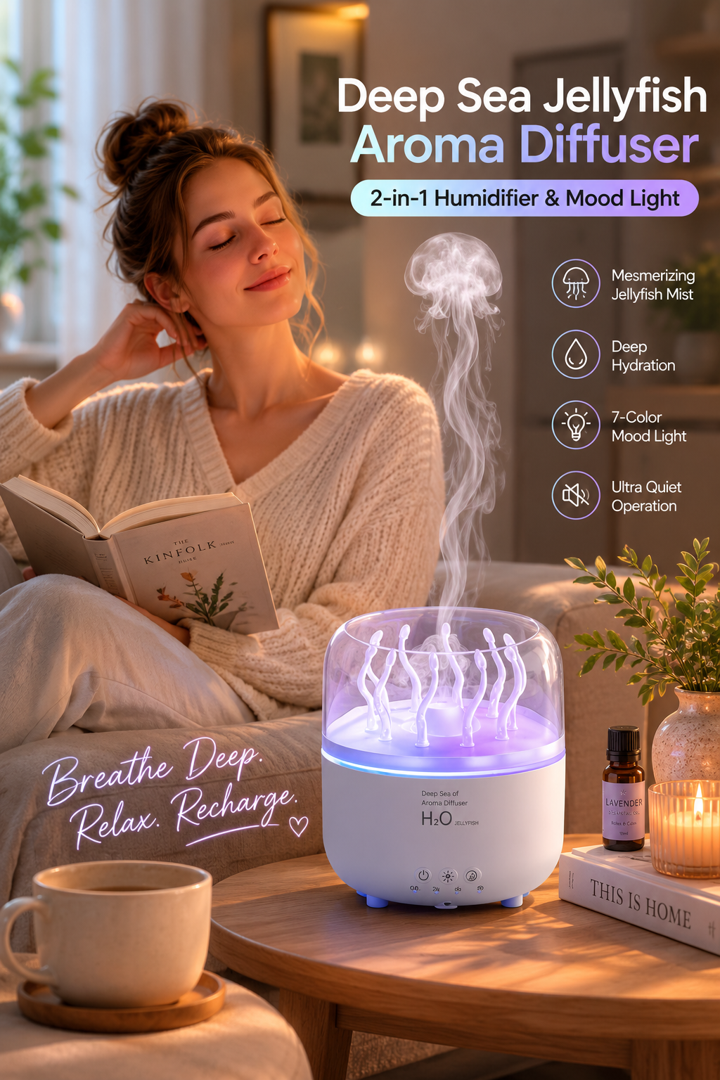 Rotating Seaweed Aroma Diffuser & Cool Mist Humidifier