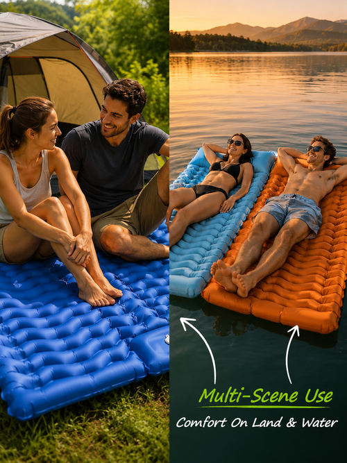 Ultra-Light Inflatable Camping Sleeping Pad with Built-in Foot Pump