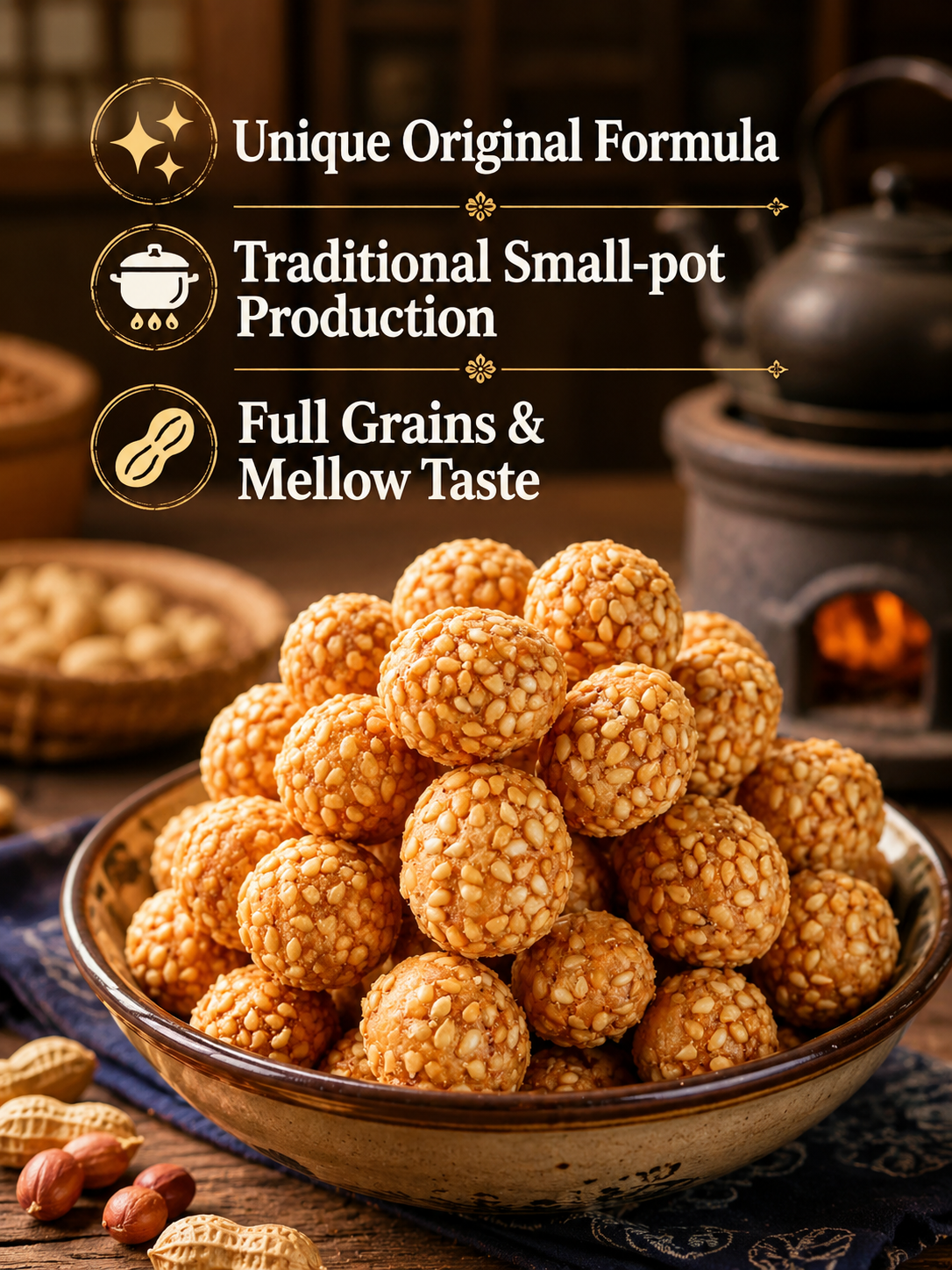 Sesame Coated Yam Peanuts. Original Flavor