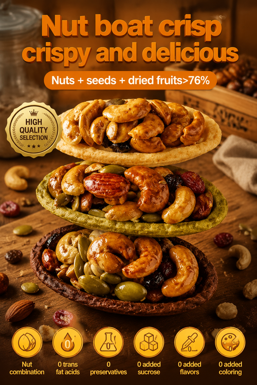 Crispy Nut Boat Cookies - Cashew & Almond Mixed Snack, Cocoa/Matcha/Original Flavor