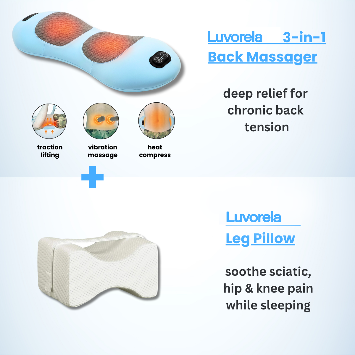 3-in-1 Back Massager with Heat, Vibration & Traction - Relieve Back Pain at Home