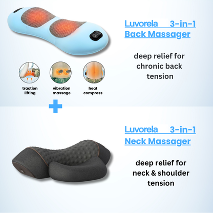 3-in-1 Back Massager with Heat, Vibration & Traction - Relieve Back Pain at Home